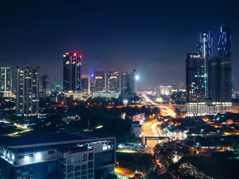img-johor-malaysia Johor Bahru, Malaysia, At Night. Malaysian City With Traffic On
